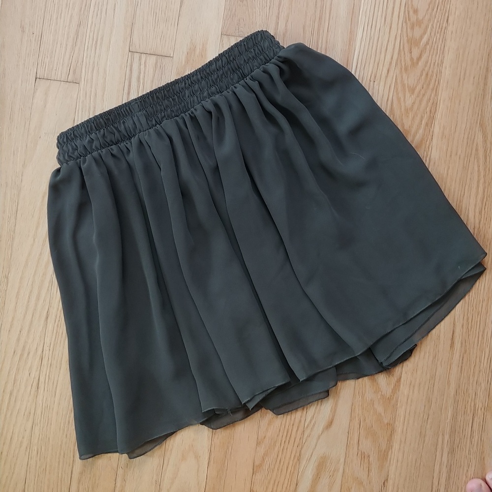 American Apparel Forest Green Chiffon Skirt